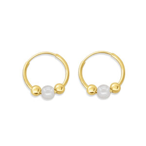 Bead & Pearl Hoop Earring