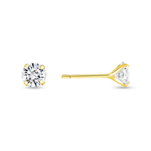 14K - Round Cz 4mm Stud - Push Back
