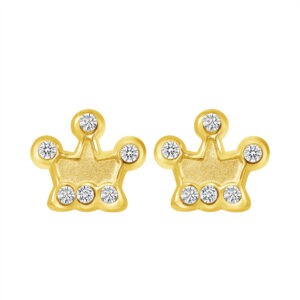 14K - Sm Princess Crown Cz Stud