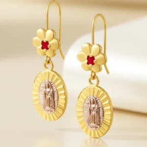 14K - Flower Wire 2Tone DC Oval Guadalupe