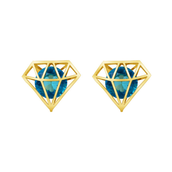 14K - 3D - 6mm Diamond Shape Cz Stud