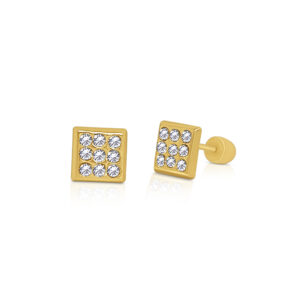 14K - Cz Stud Square