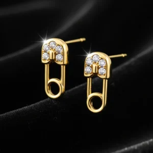 14K - Sm Cz Safety Pin Cz Stud