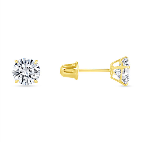 14K - Round Basket Stud 5mm - Screw Back