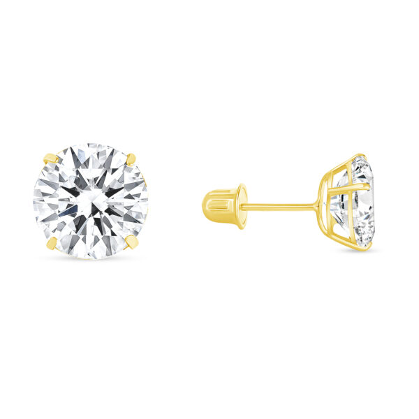 14K - Round Basket Stud 8mm - Screw Back