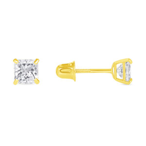 14K - Square Basket Stud 4mm - Screw Back
