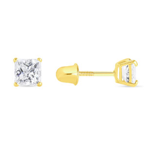 14K - Square Basket Stud 5mm - Screw Back