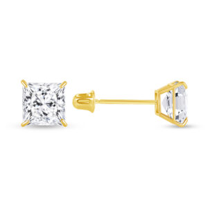 14K - Square Basket Stud 6mm - Screw Back