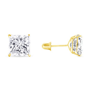 14K - Square Basket Stud 7mm - Screw Back