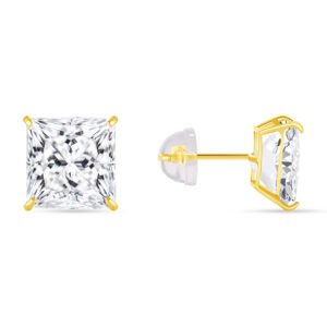 14K - Square Basket Stud 7mm - Push Back