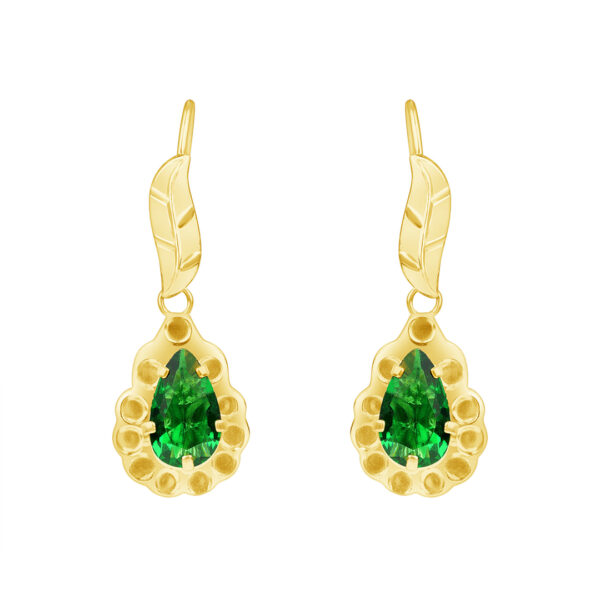 14K - Leaf Wire Pear Shell Dangle