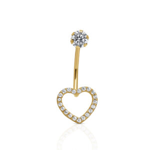 Cz Open Heart Belly Jewelry