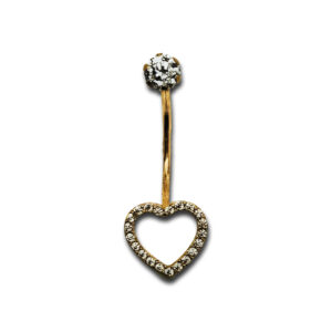 Cz Open Heart Belly Jewelry