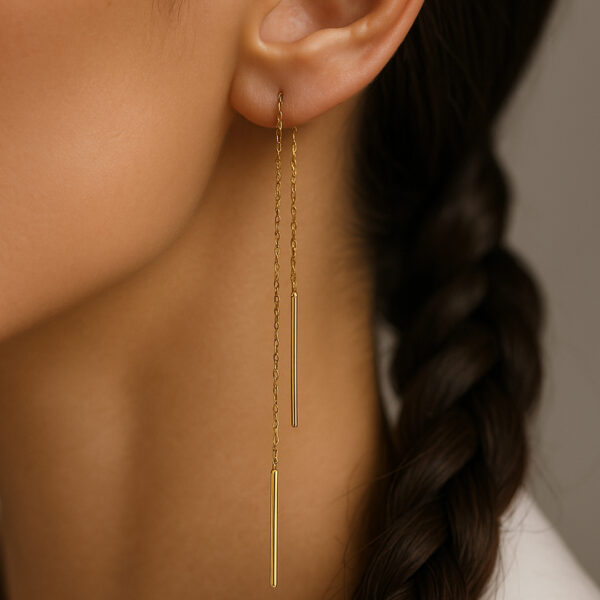 Slender Bar Threader Earrings - Image 2