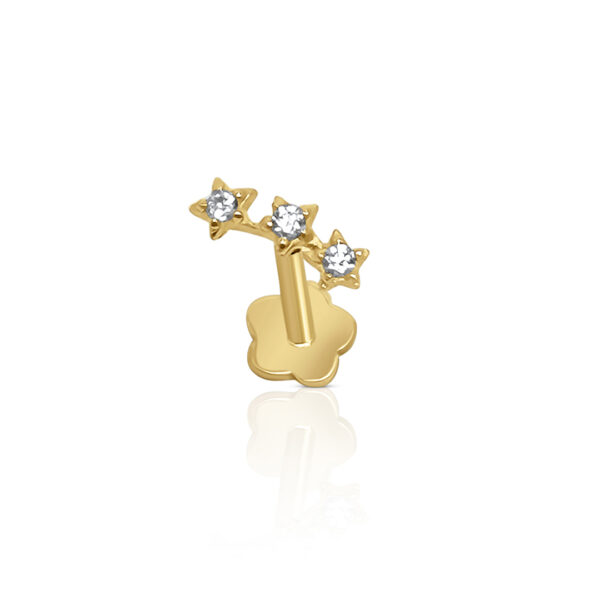 14K - Three Stars Cz Helix-Cartilage