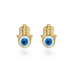 14K Hamsa Enamel Stud