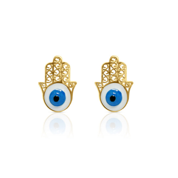 14K Hamsa Enamel Stud