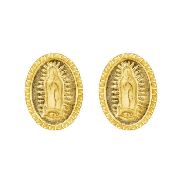 14K Oval Plain Guadalupe Stud