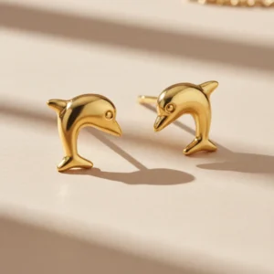 14K Plain Dolphin Stud
