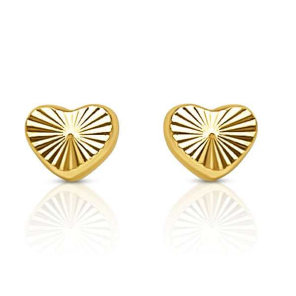 14K Diamond Cut Heart Stud