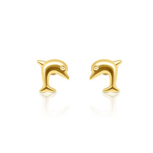 14K Plain Dolphin Stud