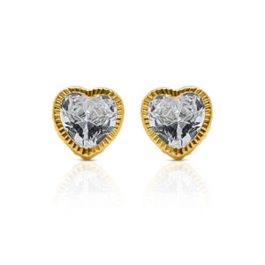 14K 5mm Heart DC Bezel Stud