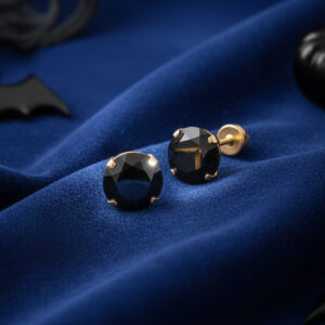 14K Black CZ Studs