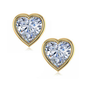 14K 6mm Heart Bezel Stud