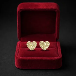 14K Gold Heart Nugget Stud