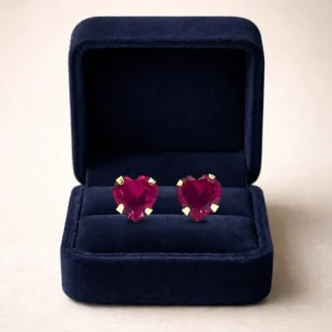 14K Gold Heart Cz 7mm Stud