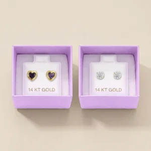 14K Gold Amethyst Energy Duo