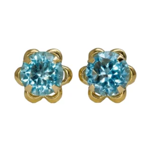 14K One Stone Flower Silhouette Stud